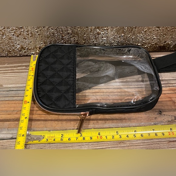 Clear & Black Quilted Crossbody Bag With Rose Gold Tone Zipper (4.25” X 7.5”) - Picture 8 of 16